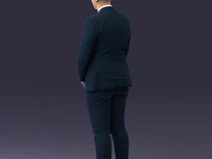 000298 Businessman in Blue Suit with Red Tie 1016 3D Model