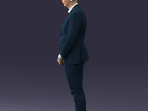 000298 Businessman in Blue Suit with Red Tie 1016 3D Model