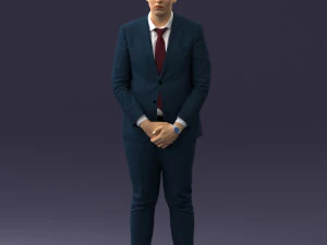 000298 Businessman in Blue Suit with Red Tie 1016 3D Model