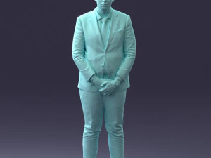 000298 Businessman in Blue Suit with Red Tie 1016 3D Model
