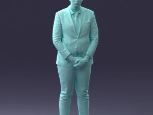 000298 Businessman in Blue Suit with Red Tie 1016 3D Model
