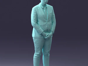 000298 Businessman in Blue Suit with Red Tie 1016 3D Model