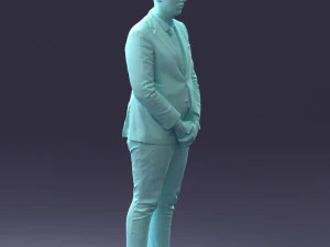 000298 Businessman in Blue Suit with Red Tie 1016 3D Model