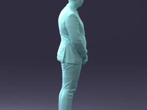 000298 Businessman in Blue Suit with Red Tie 1016 3D Model