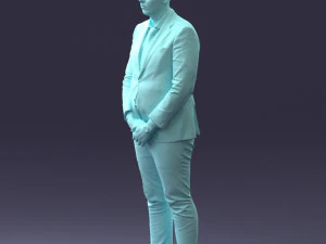 000298 Businessman in Blue Suit with Red Tie 1016 3D Model