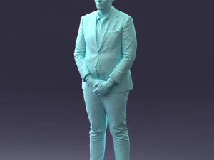 000298 Businessman in Blue Suit with Red Tie 1016 3D Model