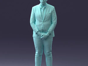 000298 Businessman in Blue Suit with Red Tie 1016 3D Model