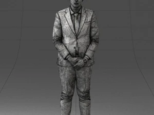 000298 Businessman in Blue Suit with Red Tie 1016 3D Model