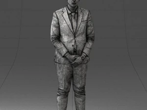 000298 Businessman in Blue Suit with Red Tie 1016 3D Model