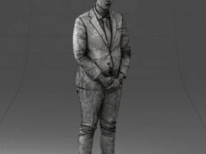 000298 Businessman in Blue Suit with Red Tie 1016 3D Model
