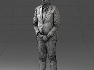 000298 Businessman in Blue Suit with Red Tie 1016 3D Model