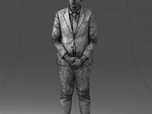 000298 Businessman in Blue Suit with Red Tie 1016 3D Model