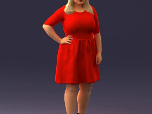 000299 Confident Woman in a Red Dress 1016 3D Model