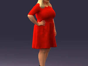 000299 Confident Woman in a Red Dress 1016 3D Model