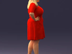 000299 Confident Woman in a Red Dress 1016 3D Model