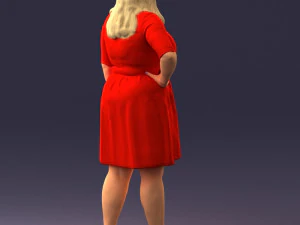 000299 Confident Woman in a Red Dress 1016 3D Model