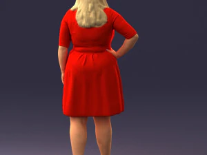 000299 Confident Woman in a Red Dress 1016 3D Model