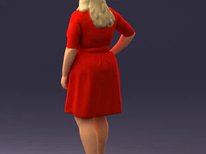000299 Confident Woman in a Red Dress 1016 3D Model