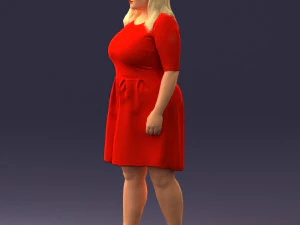 000299 Confident Woman in a Red Dress 1016 3D Model