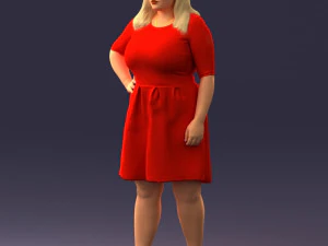 000299 Confident Woman in a Red Dress 1016 3D Model