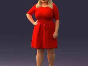 000299 Confident Woman in a Red Dress 1016 3D Model