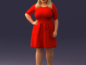 000299 Confident Woman in a Red Dress 1016 3D Model