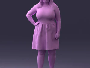 000299 Confident Woman in a Red Dress 1016 3D Model