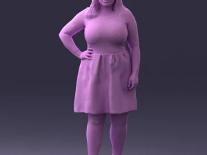 000299 Confident Woman in a Red Dress 1016 3D Model