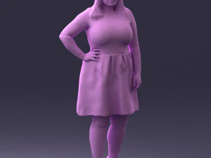 000299 Confident Woman in a Red Dress 1016 3D Model