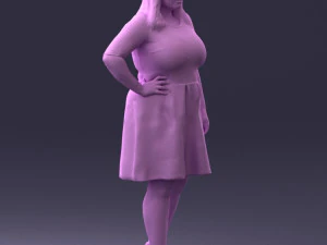 000299 Confident Woman in a Red Dress 1016 3D Model