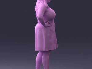 000299 Confident Woman in a Red Dress 1016 3D Model
