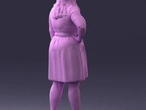 000299 Confident Woman in a Red Dress 1016 3D Model