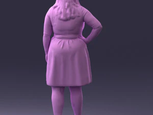 000299 Confident Woman in a Red Dress 1016 3D Model