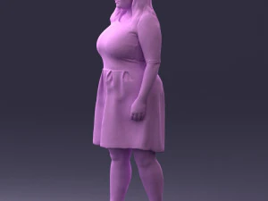 000299 Confident Woman in a Red Dress 1016 3D Model