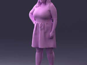 000299 Confident Woman in a Red Dress 1016 3D Model
