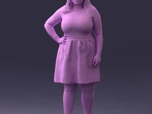000299 Confident Woman in a Red Dress 1016 3D Model