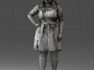 000299 Confident Woman in a Red Dress 1016 3D Model