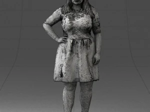 000299 Confident Woman in a Red Dress 1016 3D Model