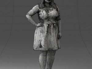 000299 Confident Woman in a Red Dress 1016 3D Model