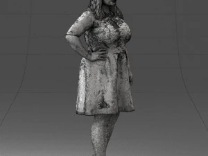000299 Confident Woman in a Red Dress 1016 3D Model