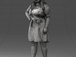 000299 Confident Woman in a Red Dress 1016 3D Model