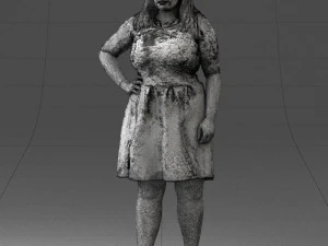 000299 Confident Woman in a Red Dress 1016 3D Model