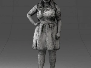 000299 Confident Woman in a Red Dress 1016 3D Model