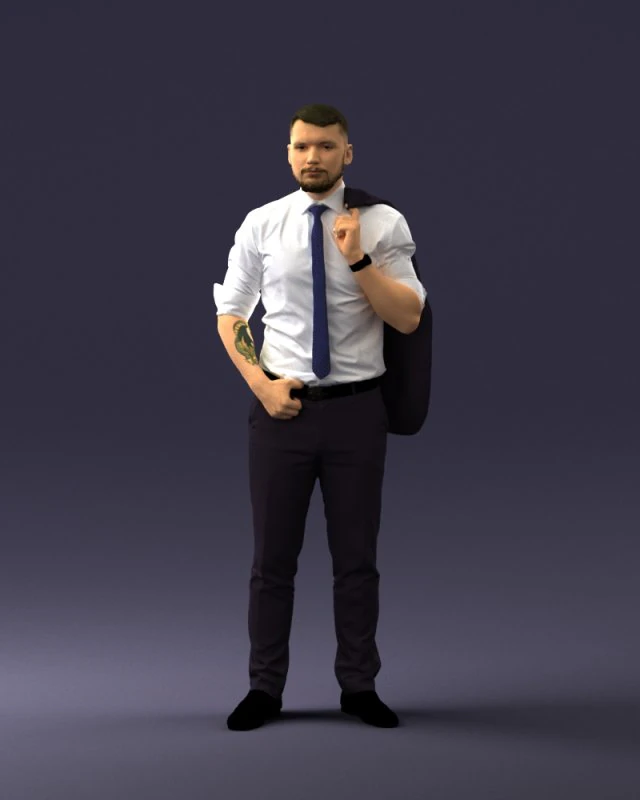 000300 Zakenman met jas over schouder 1016 3D Model .c4d .max .obj .3ds .fbx .stl .blend 