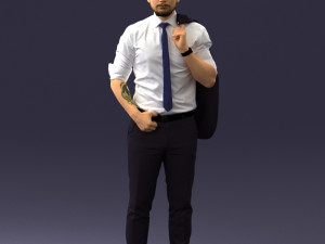 man with jacket posed 1016-4 3D Модель