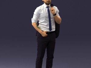 man with jacket posed 1016-4 3D Модель