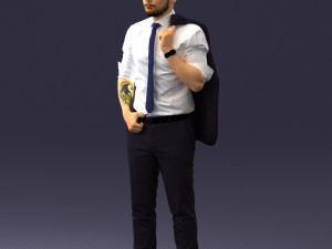 man with jacket posed 1016-4 3D Модель
