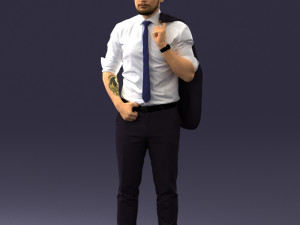 man with jacket posed 1016-4 3D Модель