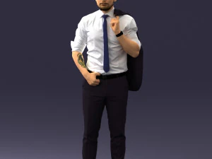 000300 Businessman with Jacket Over Shoulder 1016 3dp 3D Print Model