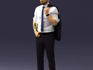 000300 Businessman with Jacket Over Shoulder 1016 3dp 3D Print Model
